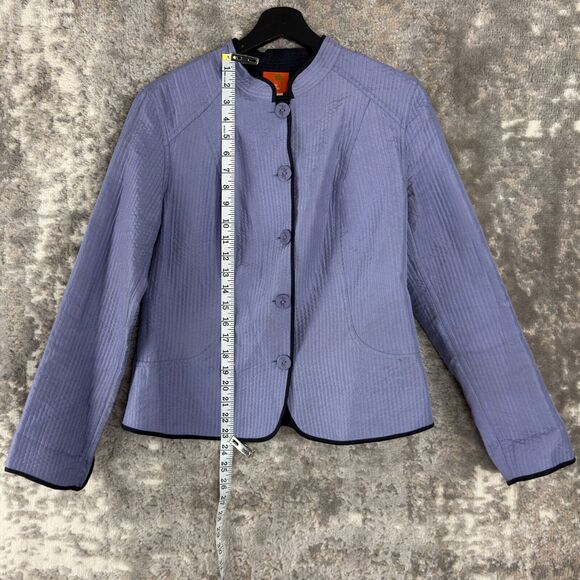 Hearts Of Palm Womens Size 10 Quilted Jacket 100% Silk Purple Long Sleeve Button - Picture 3 of 11